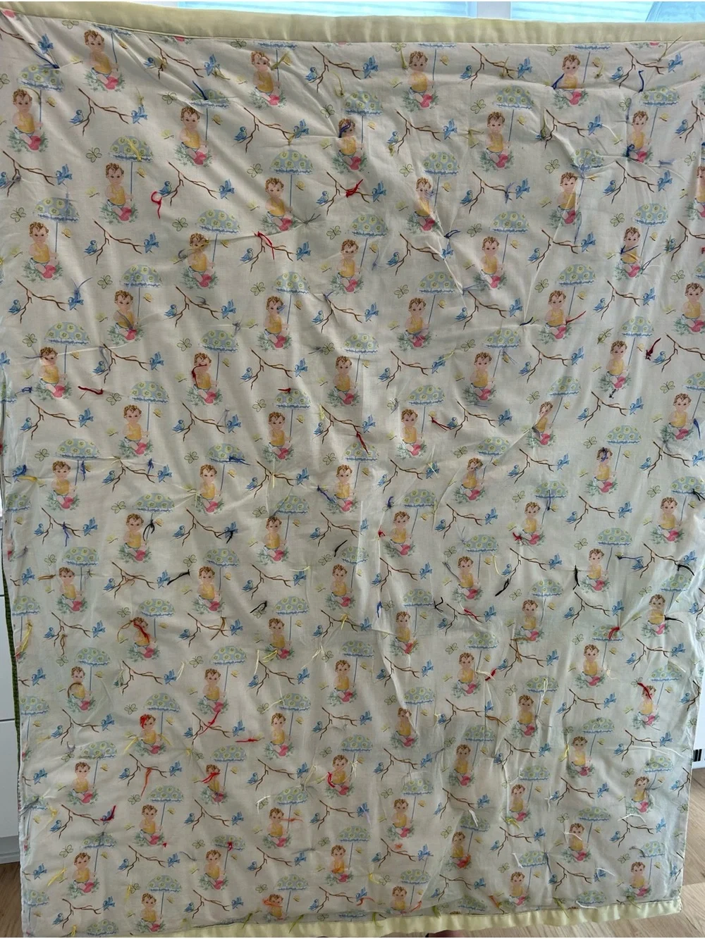 Cream Baby Quilt with Pastel Nursery Print